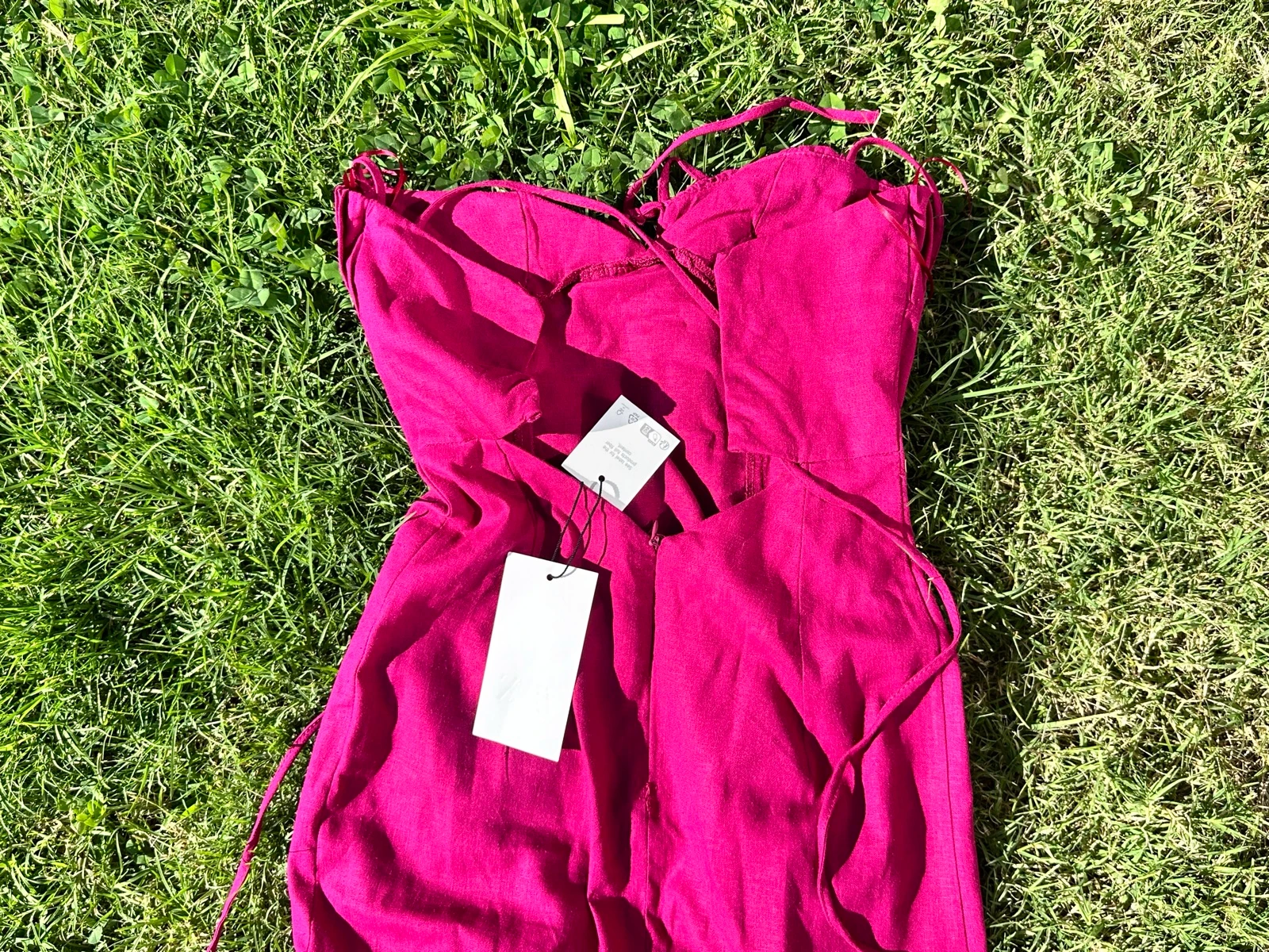 Vestido midi de linho com alças – photo 4